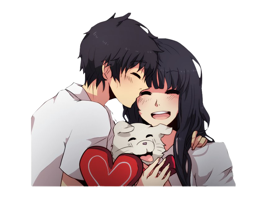 High Picture School Couple Anime PNG Image