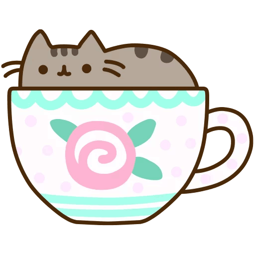 Cup Kitten Pusheen Line Cat HD Image Free PNG PNG Image