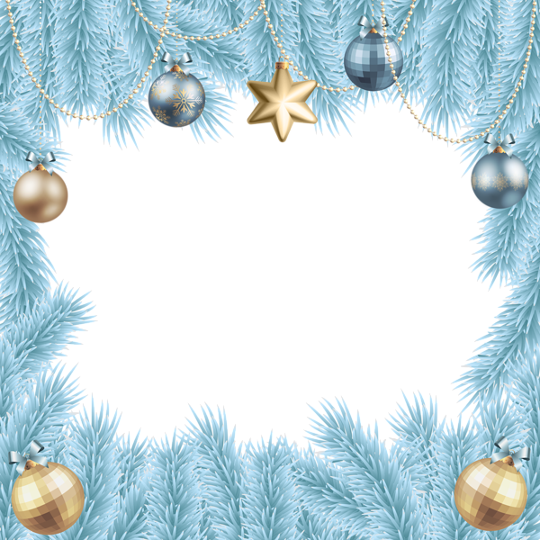 Blue Frame Christmas Free HD Image PNG Image