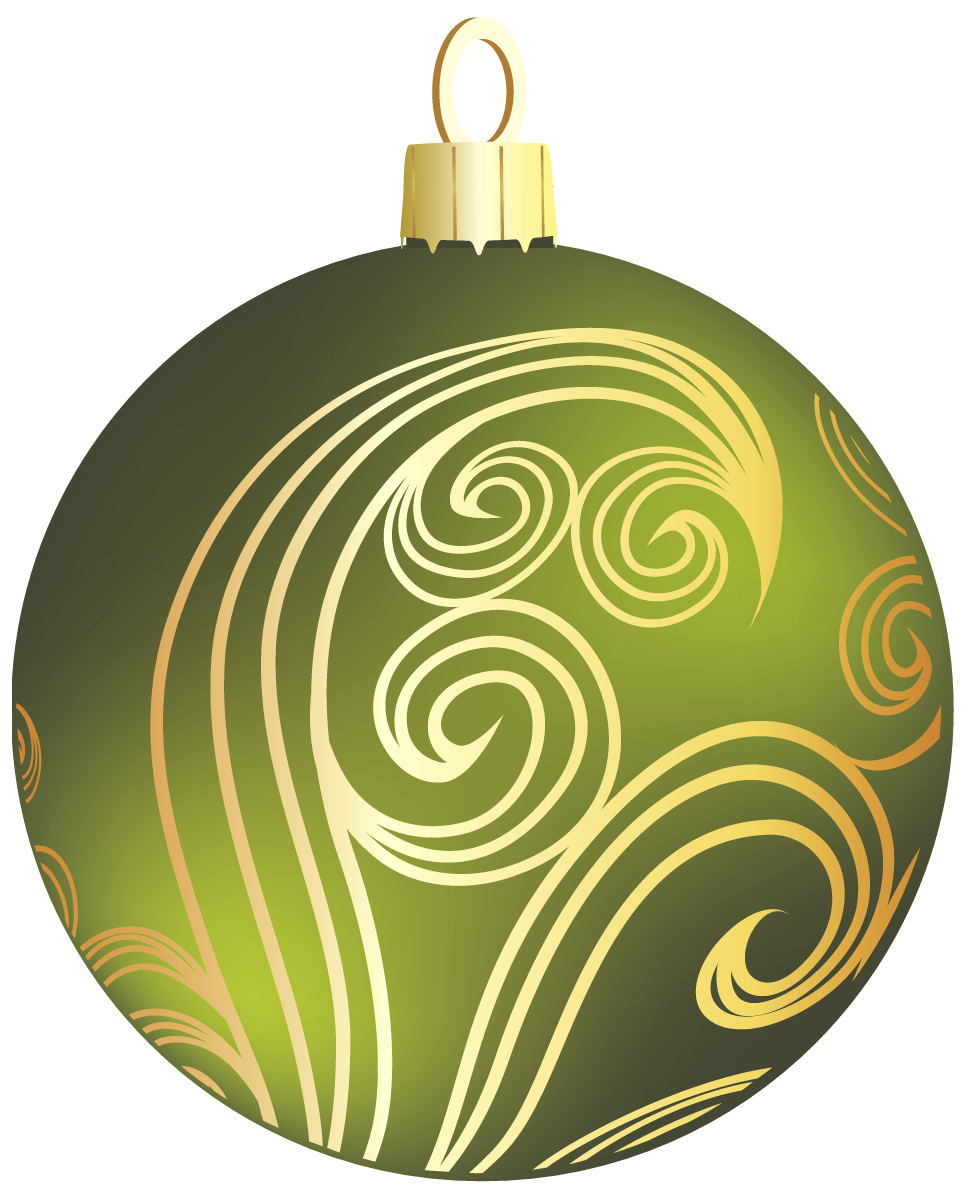 Green Christmas Ornaments HD Image Free PNG Image