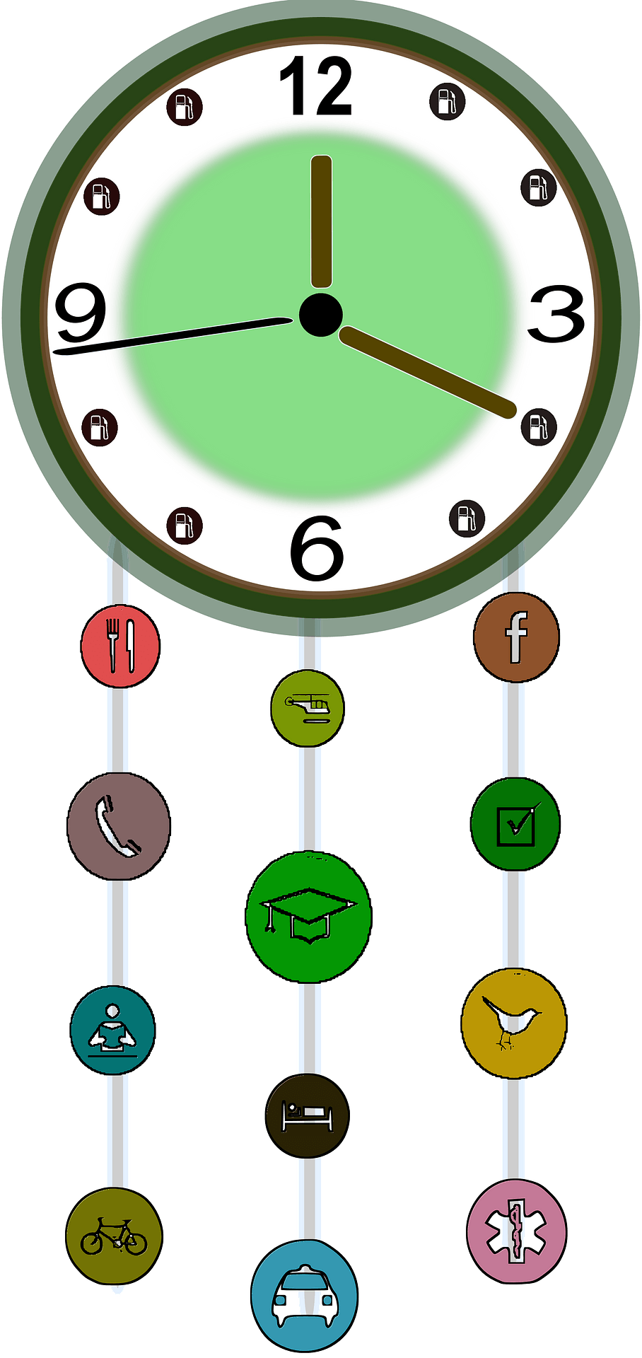 Wall Circle Green Clock Free Transparent Image HD PNG Image