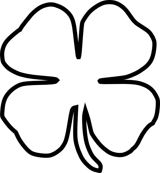 Clover Plant Art Fourleaf Black White PNG Image