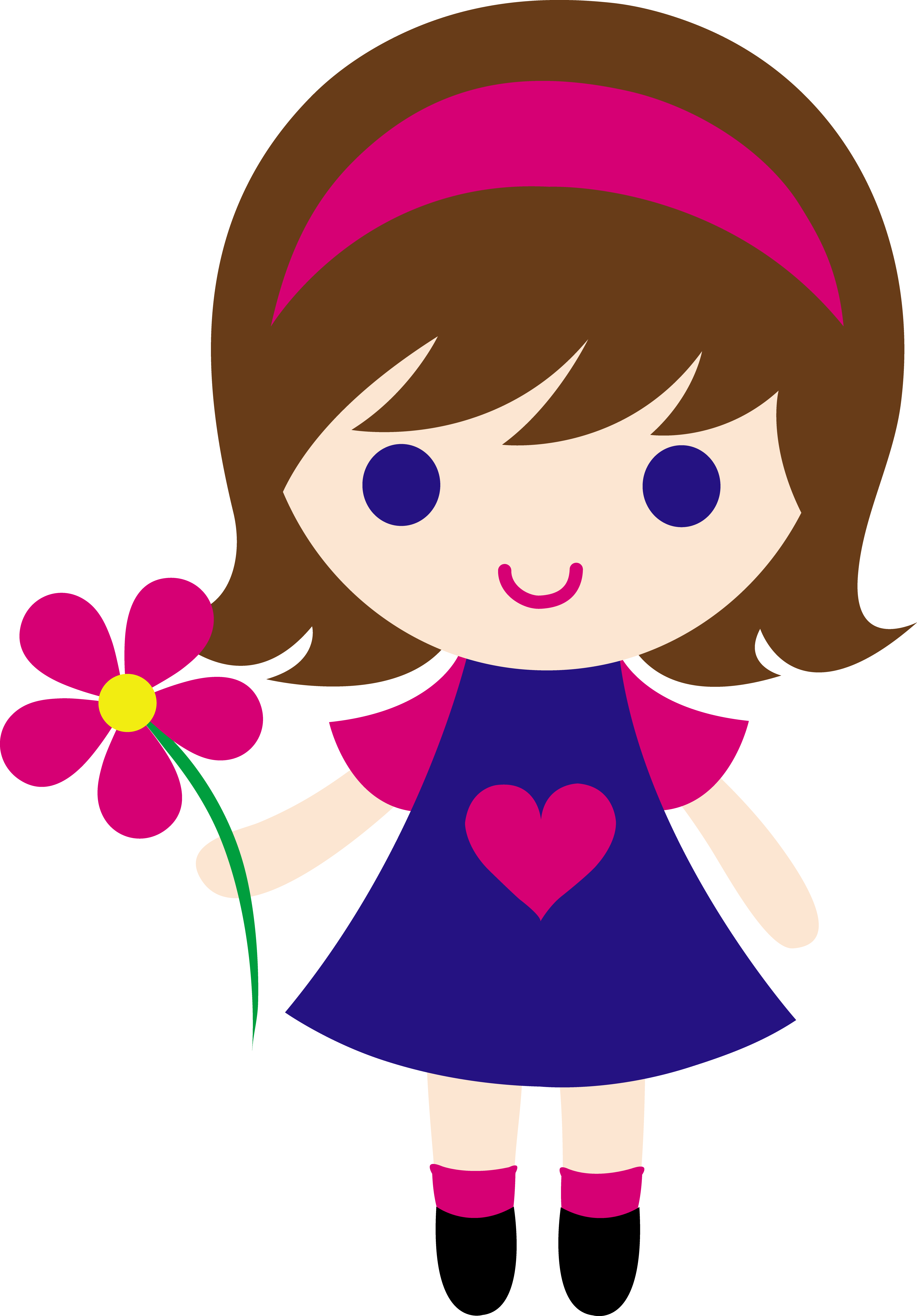 Cute Cartoon Girl Clipart PNG Image