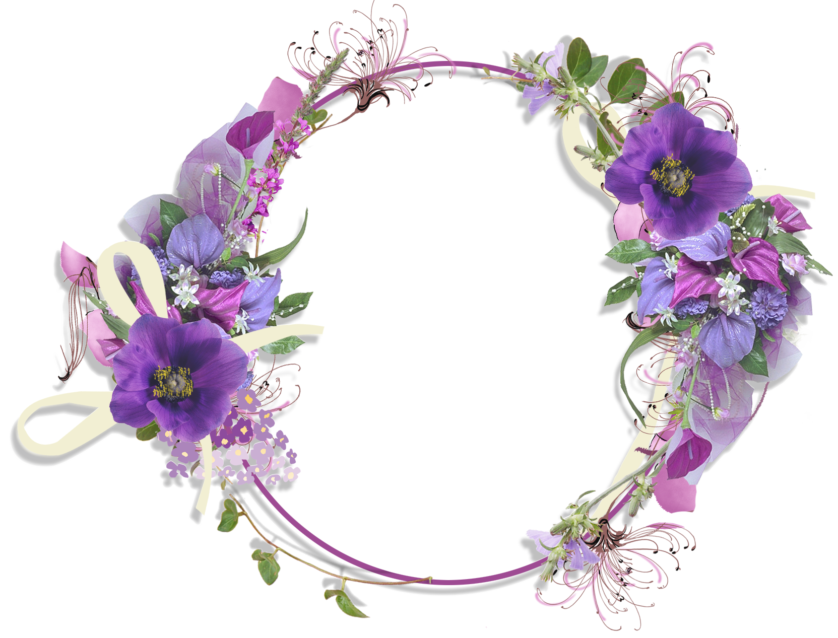 Floral Border Circle Botanical Frame PNG Image