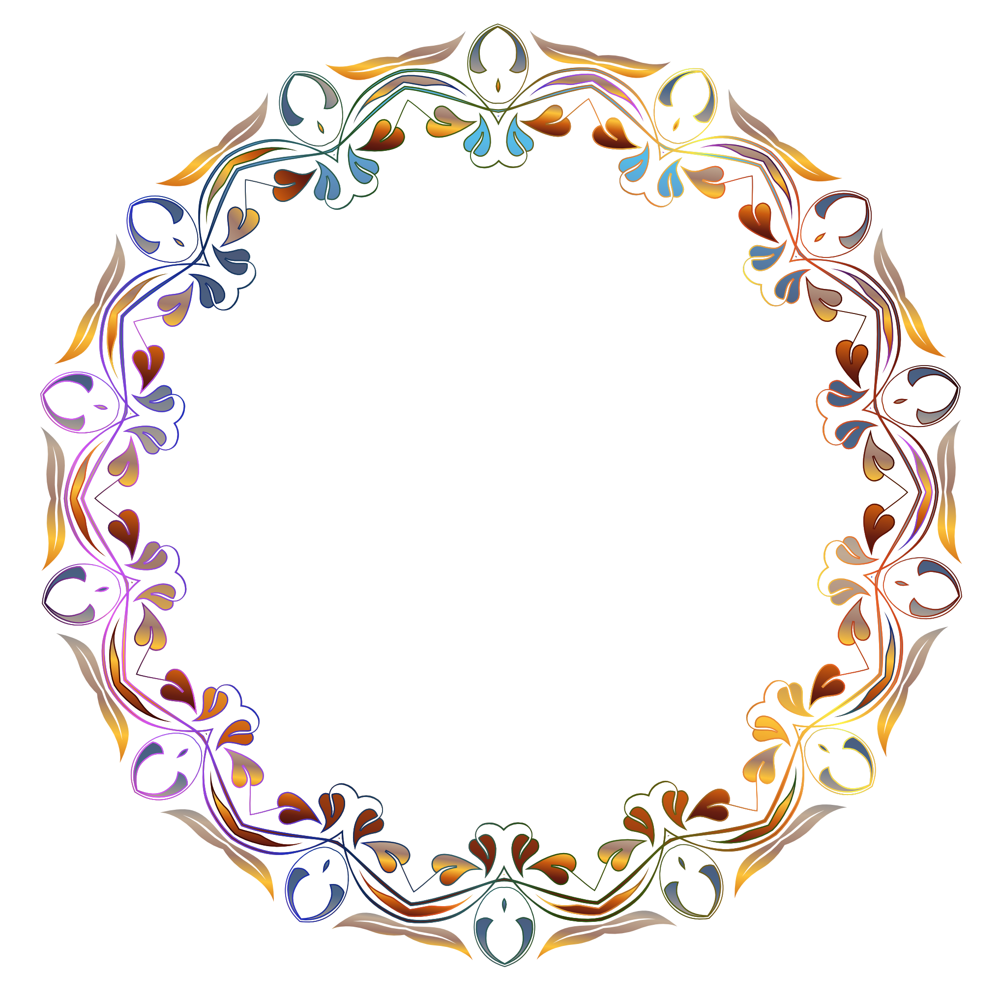 Floral Border Circle Botanical Frame PNG Image