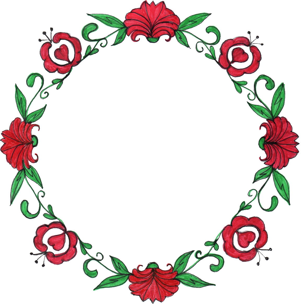 Floral Circle Border Drawing Frame PNG Image