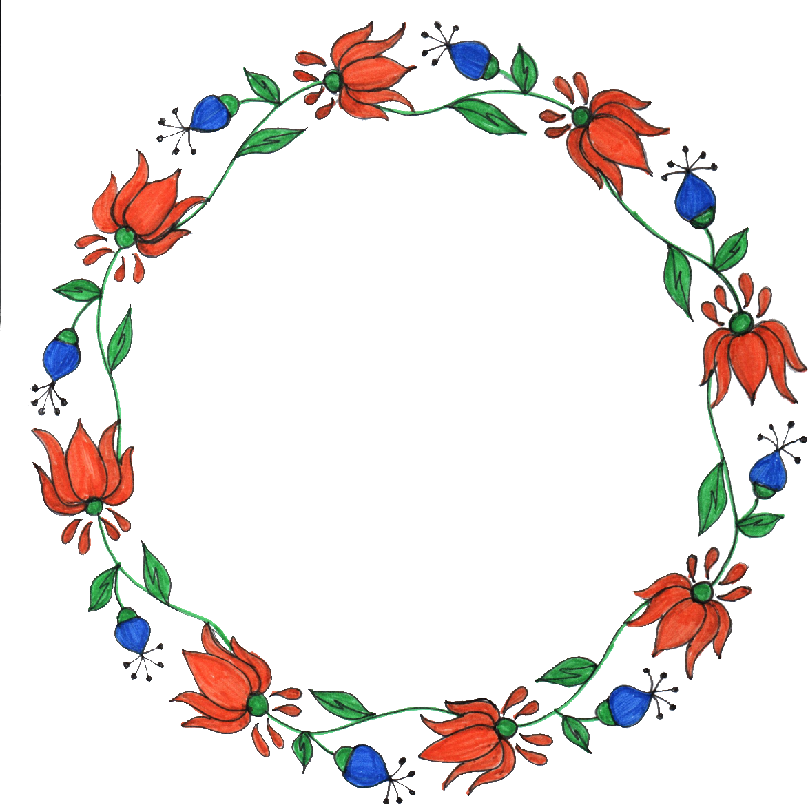 Floral Circle Border Drawing Frame PNG Image