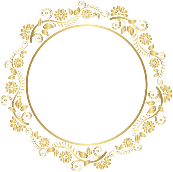 Floral Golden Circle Border Photos PNG Image