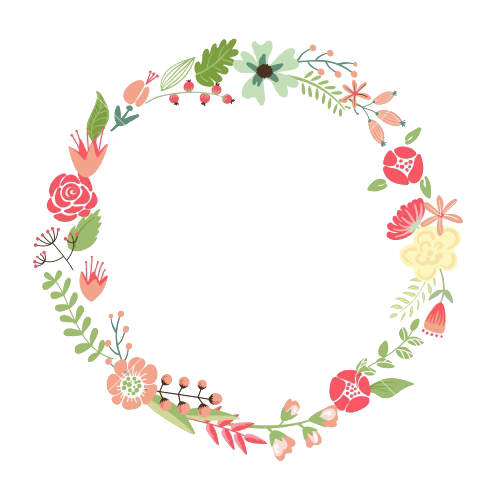 Pink Floral Circle Border Frame PNG Image