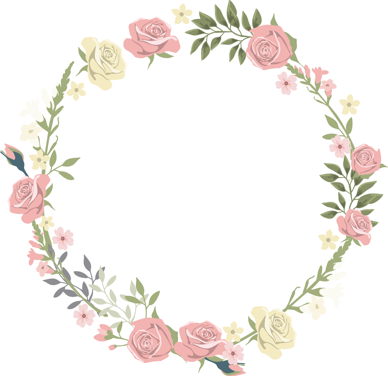 Pink Floral Circle Border Download HQ PNG Image