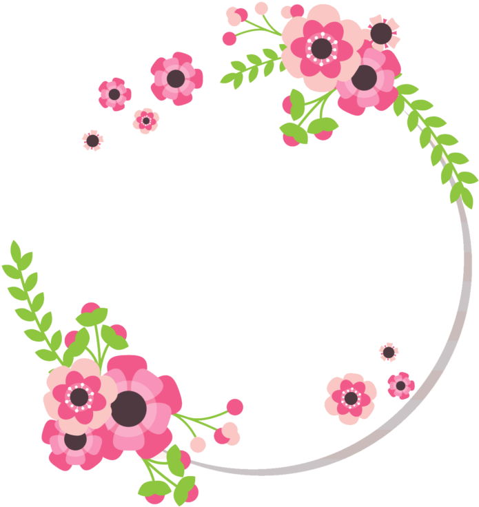 Pink Floral Circle Border Photos PNG Image