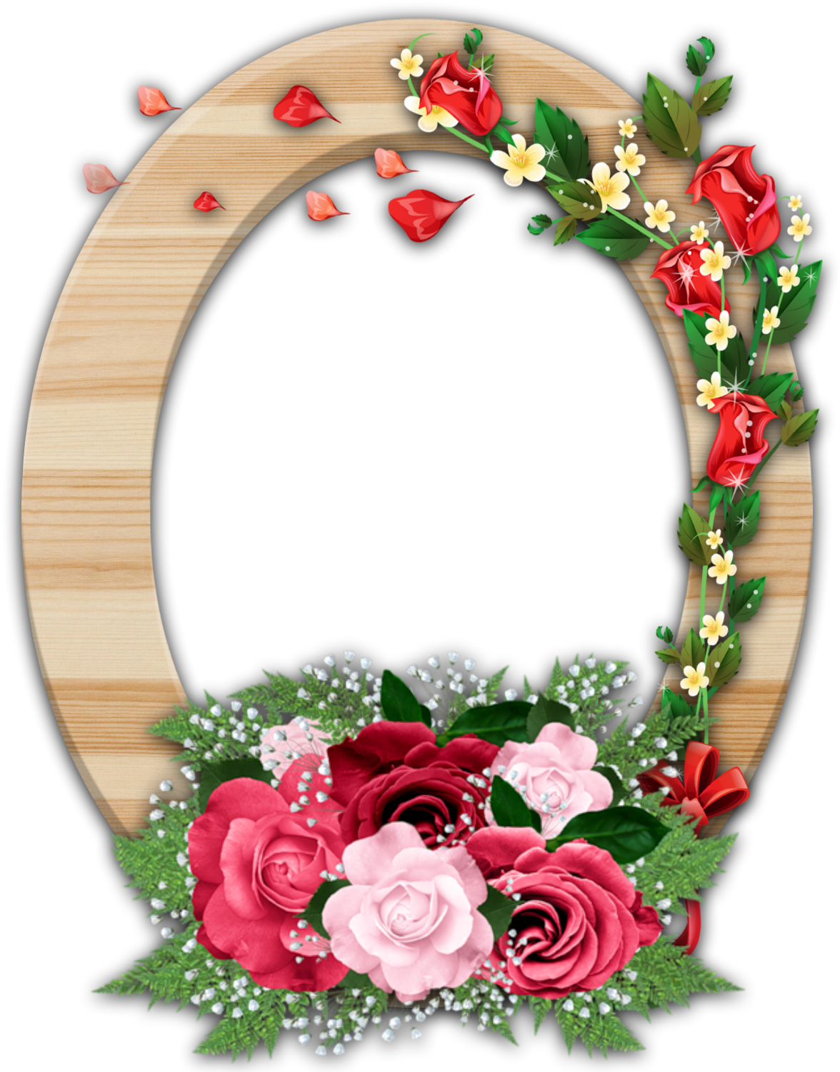 Oval Frame Flower Border Free PNG HQ PNG Image