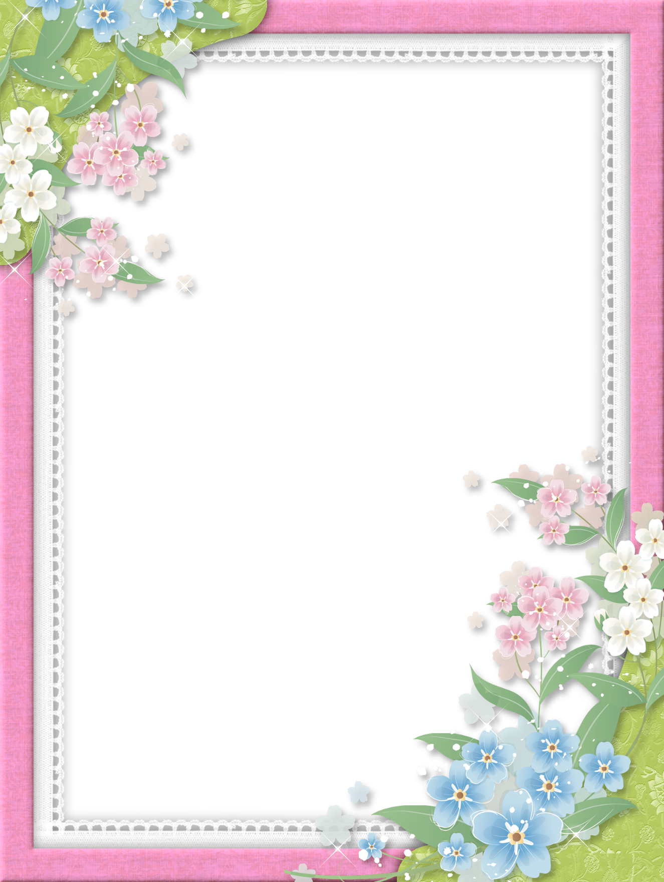 Pink Frame Flower Border Free Clipart HQ PNG Image