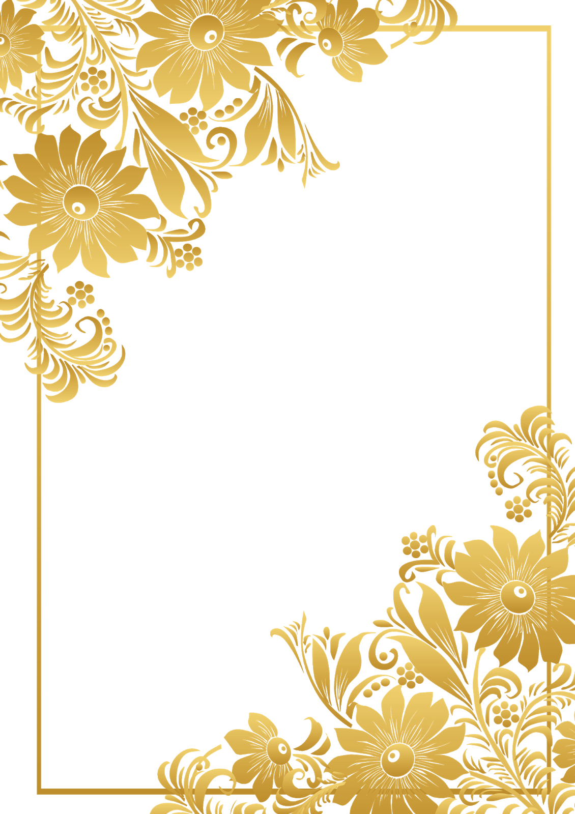 Golden Frame Flower Border Free HD Image PNG Image