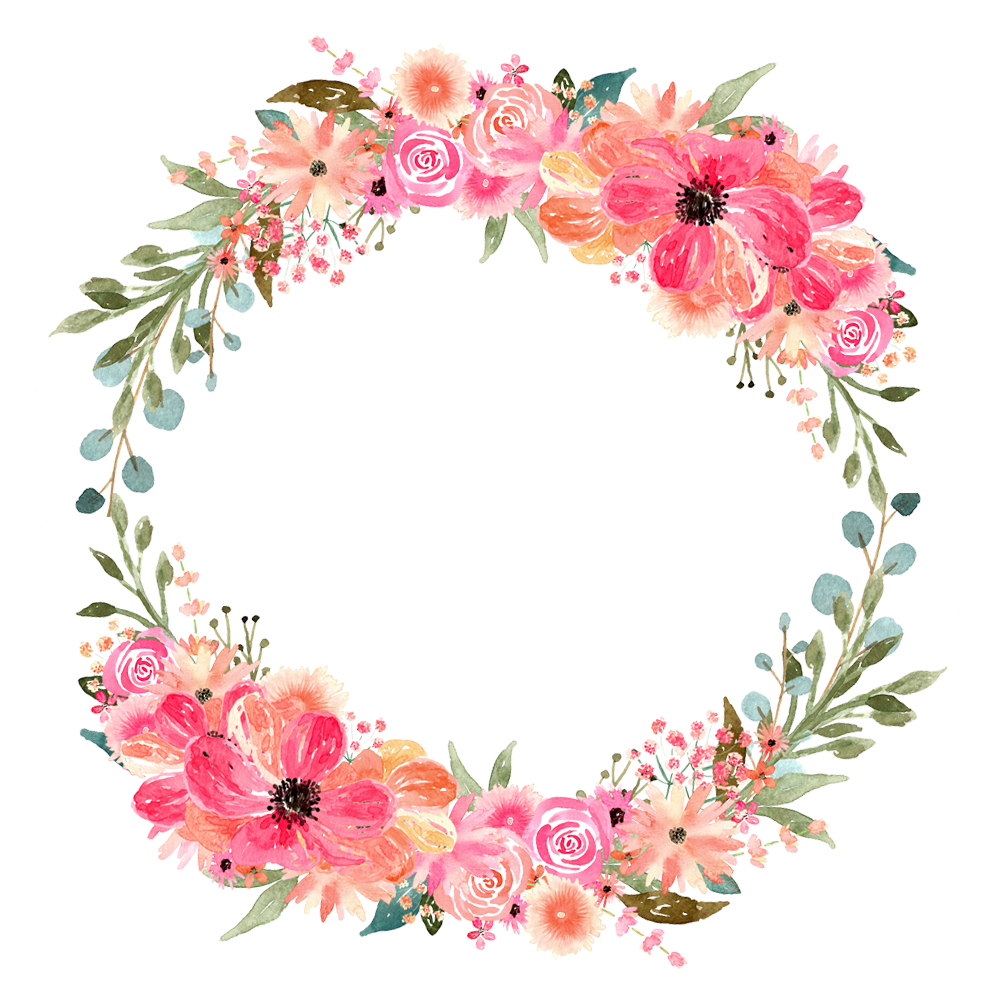 Floral Photos Circle Border Frame PNG Image