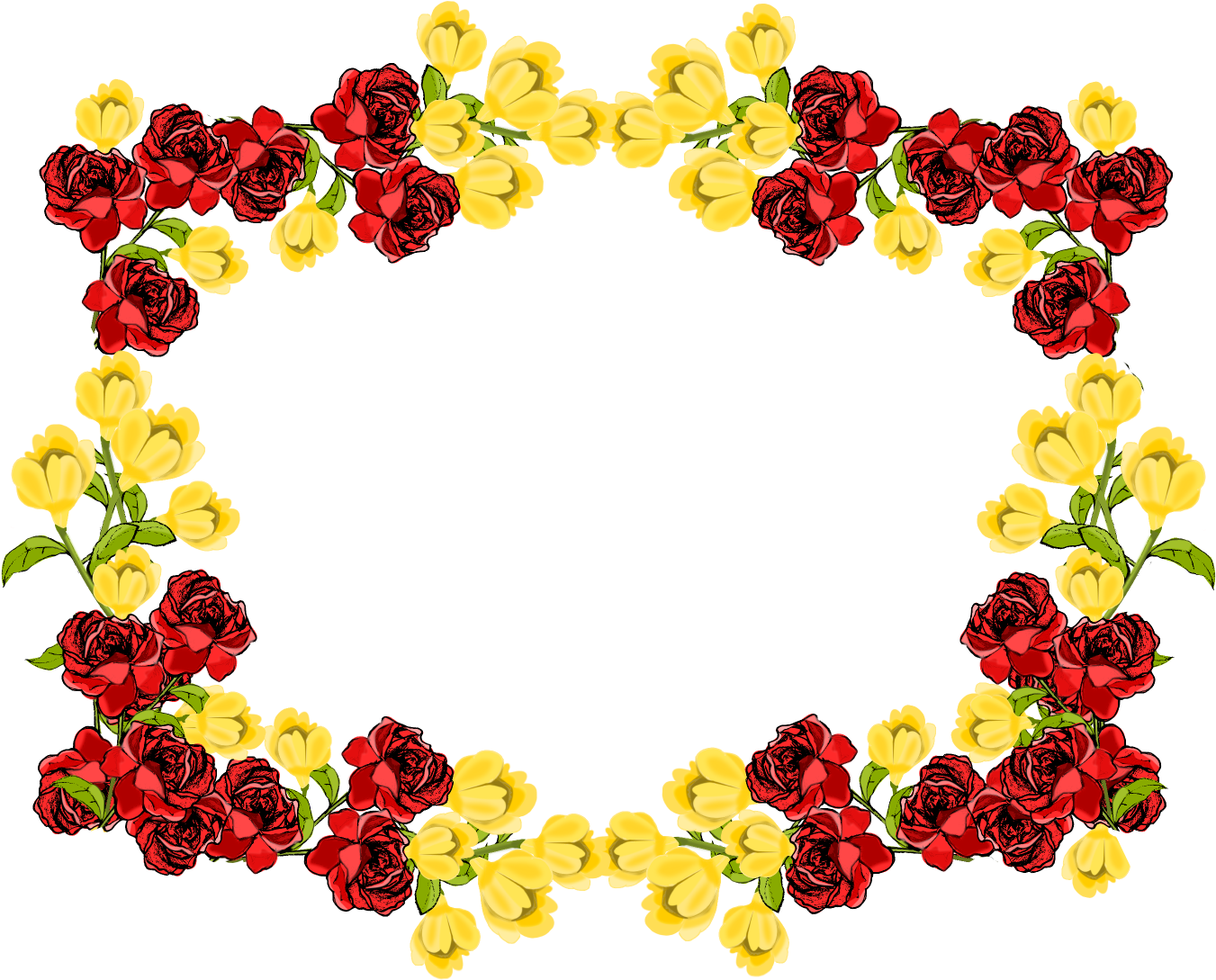 Photos Frame Square Border Flower PNG Image