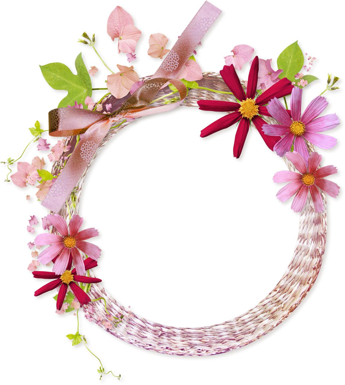 Floral Round Frame Clipart PNG Image