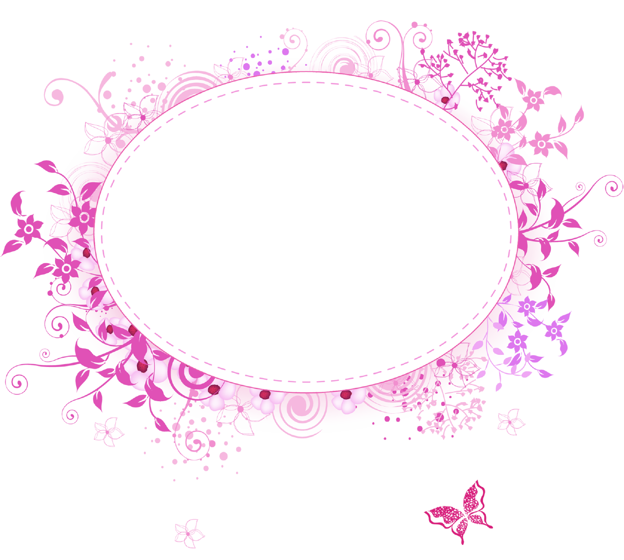 Pink Flower Frame Transparent Image PNG Image