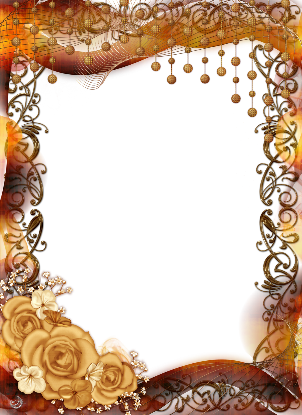 Gold Flower Frame PNG Image