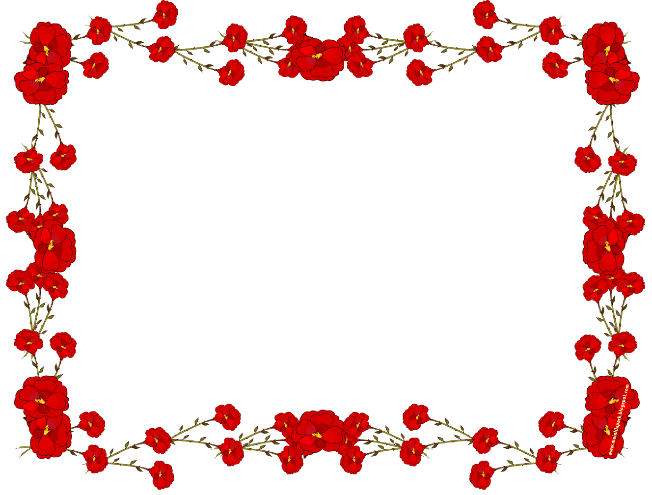 Red Flower Frame Transparent PNG Image