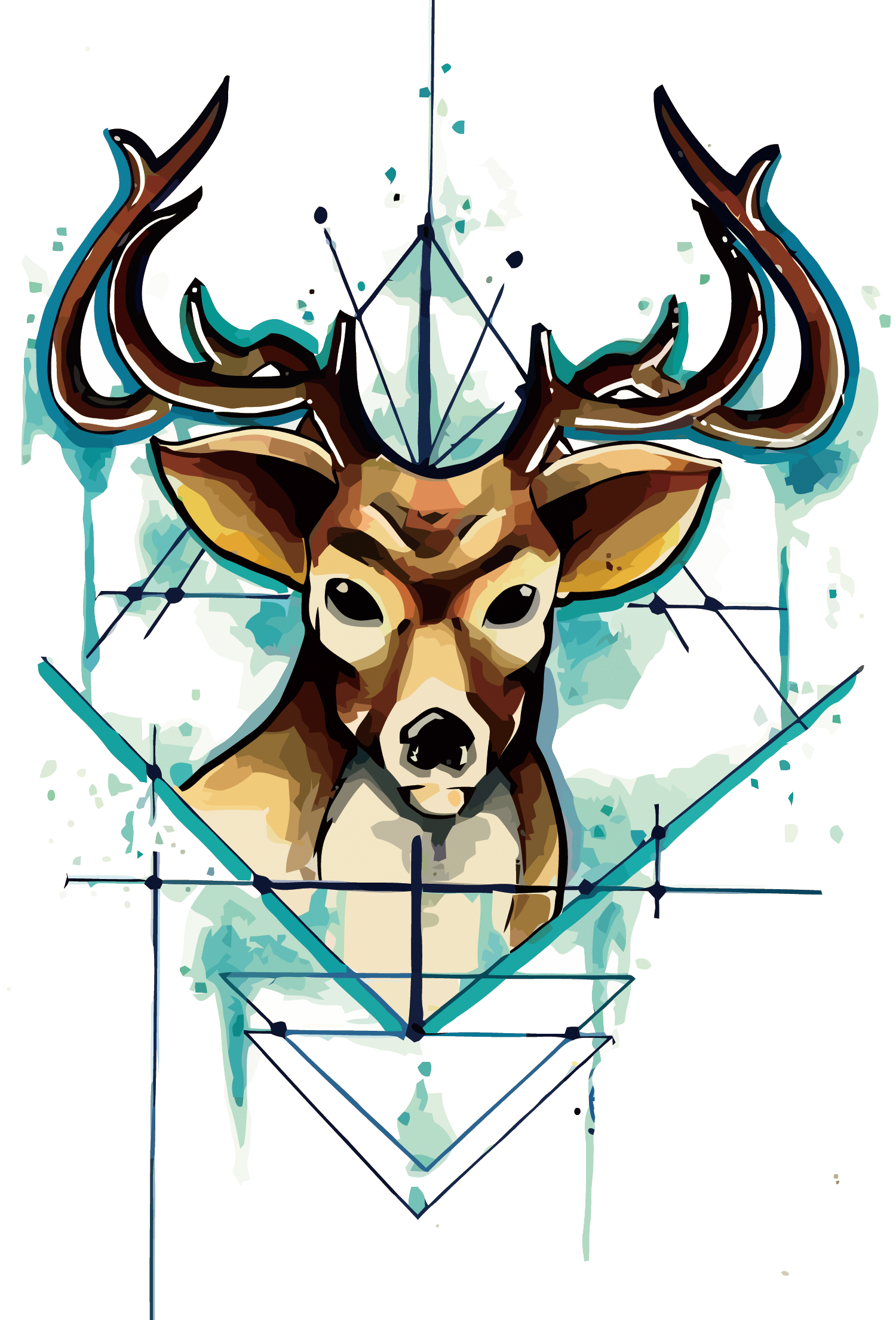 Tattoo Head Deer Watercolor Vector Unicorn Drawing PNG Image