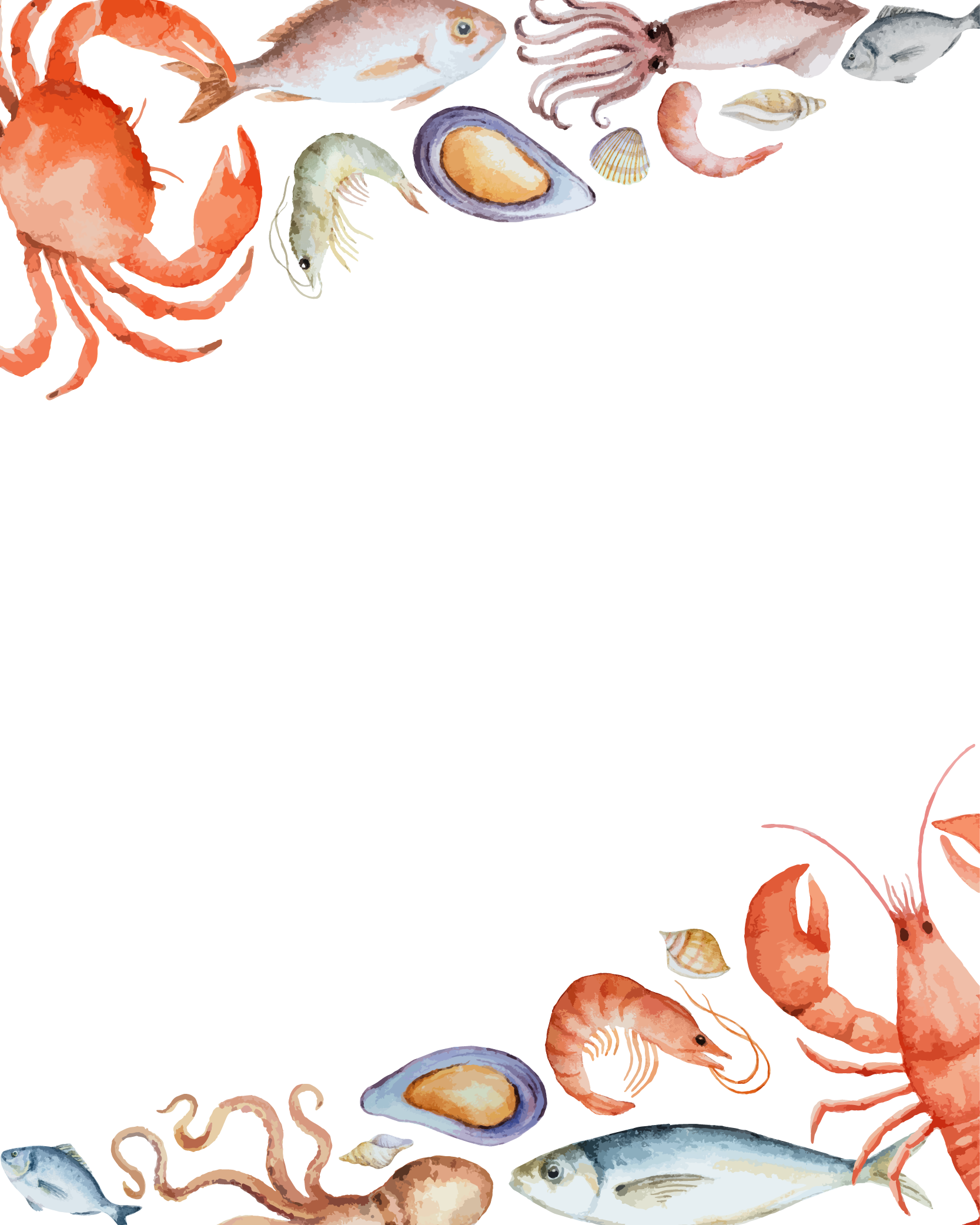 Seafood Vector Border Crab PNG Free Photo PNG Image