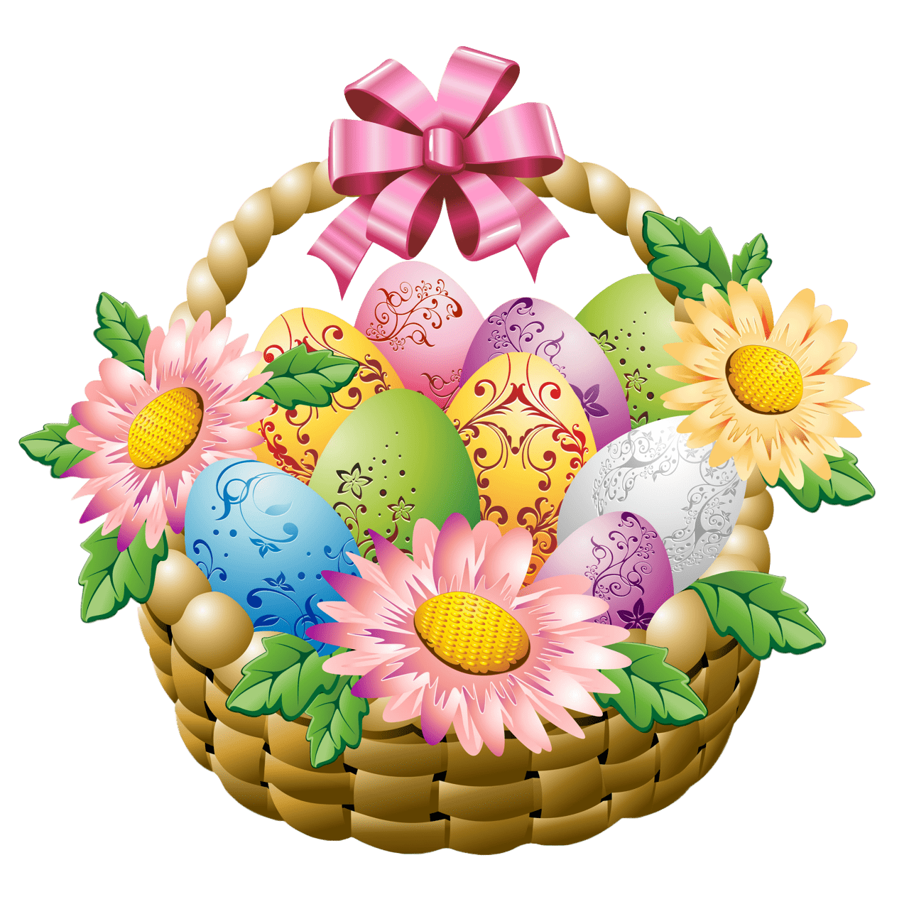 Basket Egg Easter Free Clipart HD PNG Image