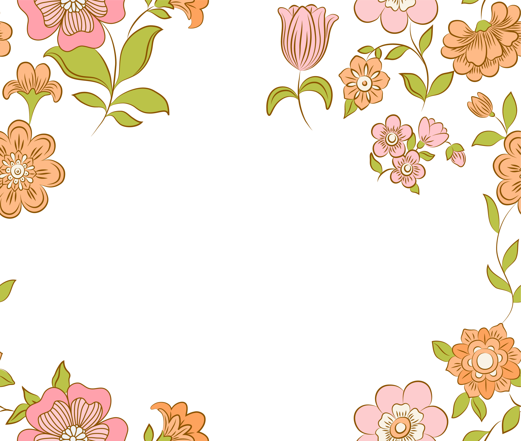 Pink Flower Frame Green Floral Design The PNG Image