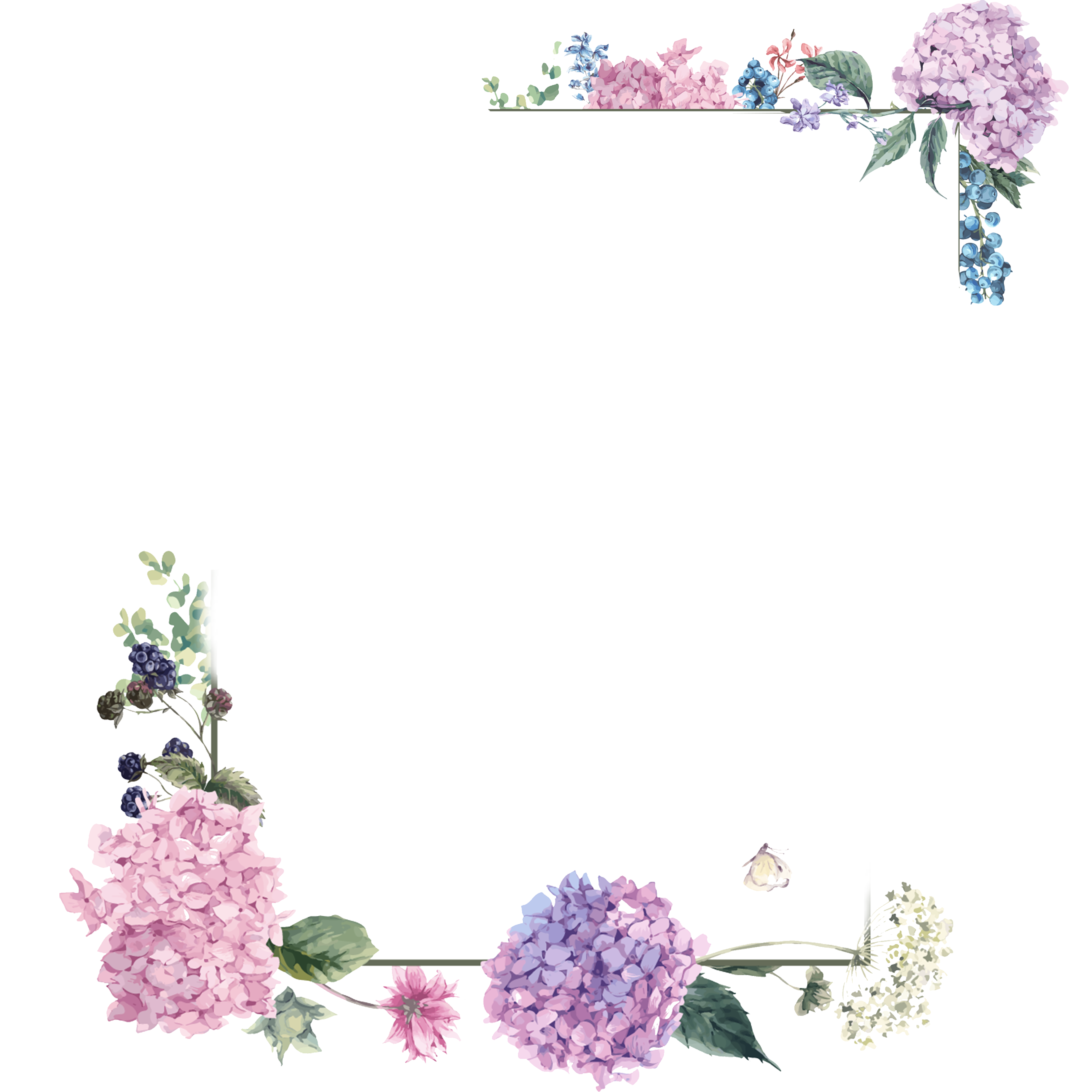 Flower Bouquet Blossom Purple Design Floral Borders PNG Image