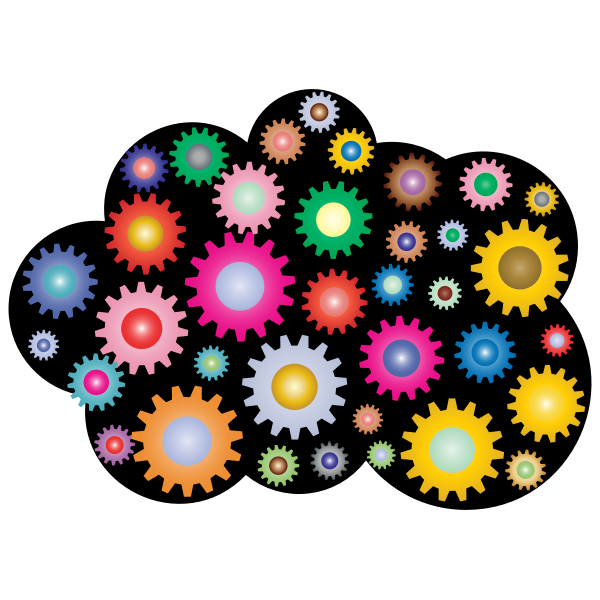 Prismatic Colorful Cloud Gears Free Transparent Image HQ PNG Image