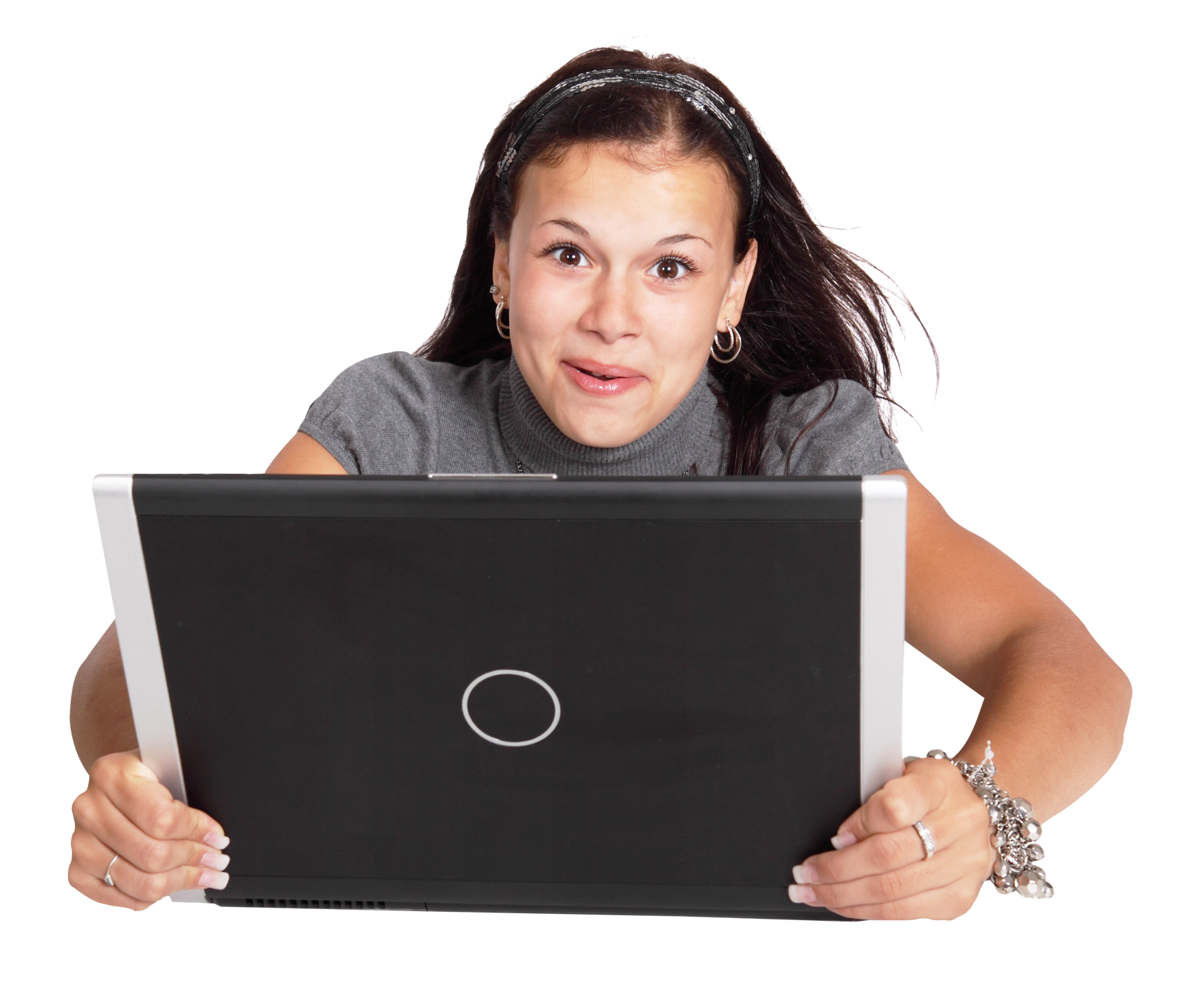 Using Girl Laptop Happy HQ Image Free PNG Image