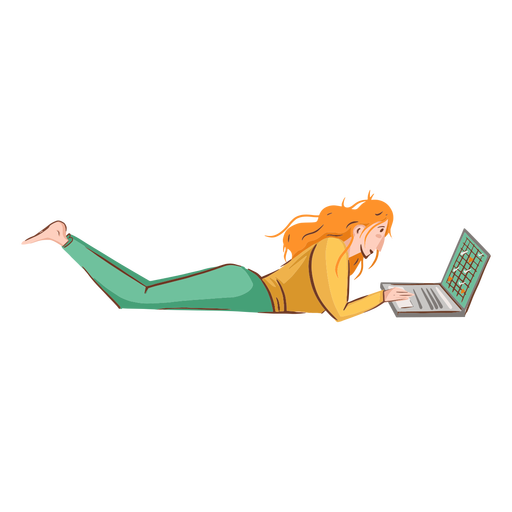 Using Girl Laying Laptop PNG File HD PNG Image