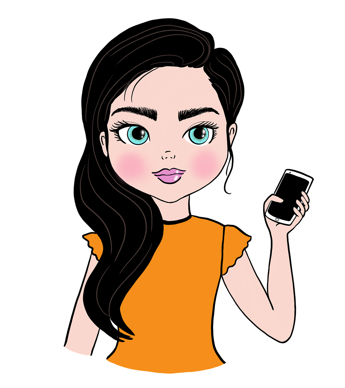 Mobile Using Girl Vector Phone PNG Image