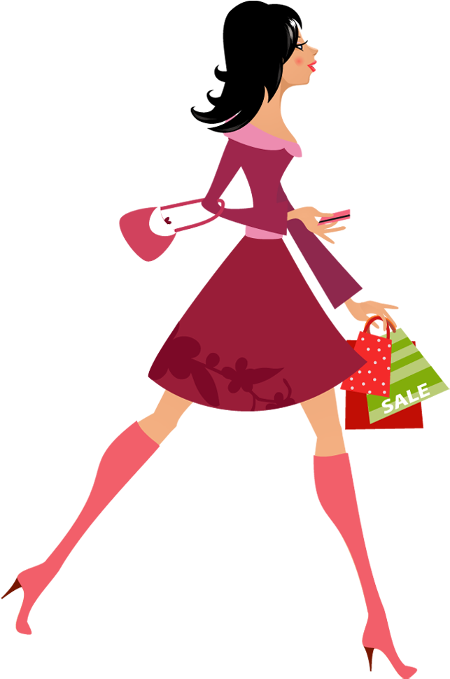 Walking Vector Shopping Girl PNG File HD PNG Image