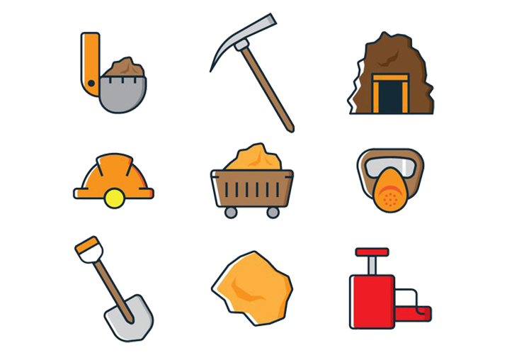 Helmets Mining Shovel Gold Coal Ax Icon PNG Image