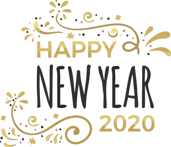 New Year Text Font Line For Happy 2020 Wishes PNG Image