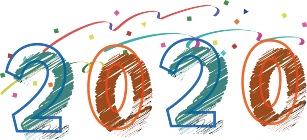 New Year Text Line Font For Happy 2020 Carol PNG Image