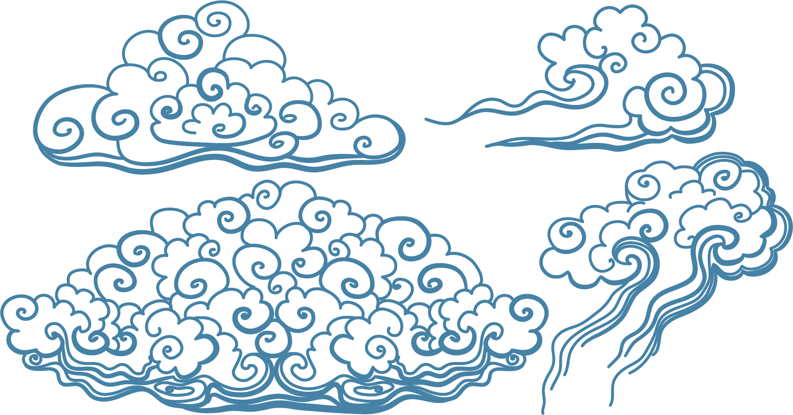 Blue Tattoo Art Vector Clouds Irezumi Japan PNG Image