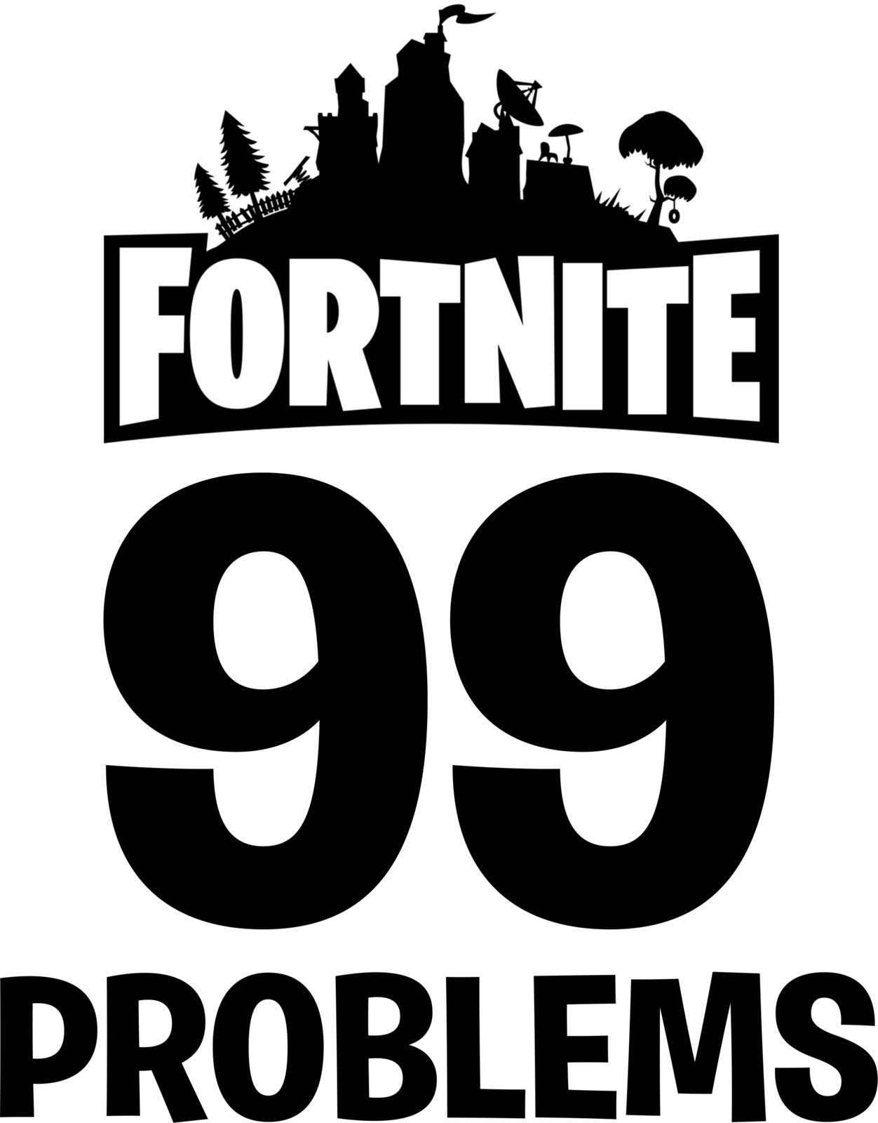 Text Problems 99 Black Fortnite Logo PNG Image