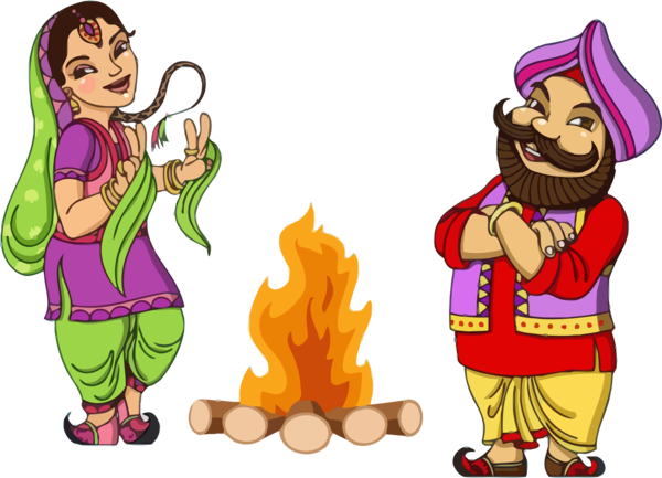 Lohri Cartoon Style For Happy Activities PNG Image