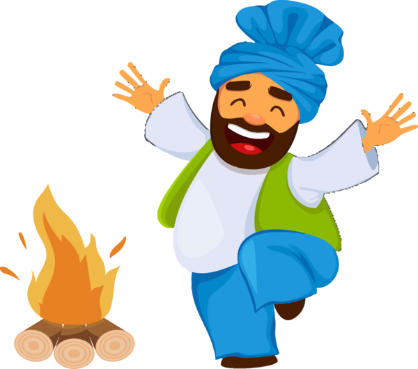 Lohri Cartoon Celebrating Cook For Happy Lights PNG Image