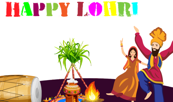 Lohri Cartoon Event For Happy Cake PNG Image