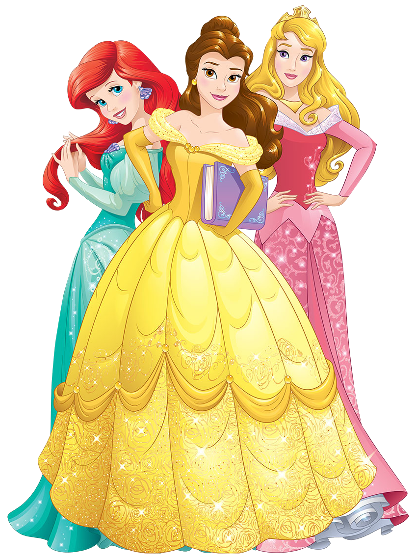 Ariel Belle Aurora Cinderella Minnie Mouse Princess PNG Image