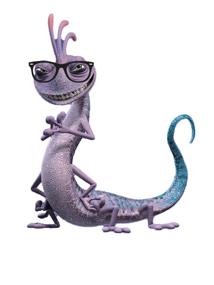 Purple Lizard Inc With Monsters Glasses PNG Image