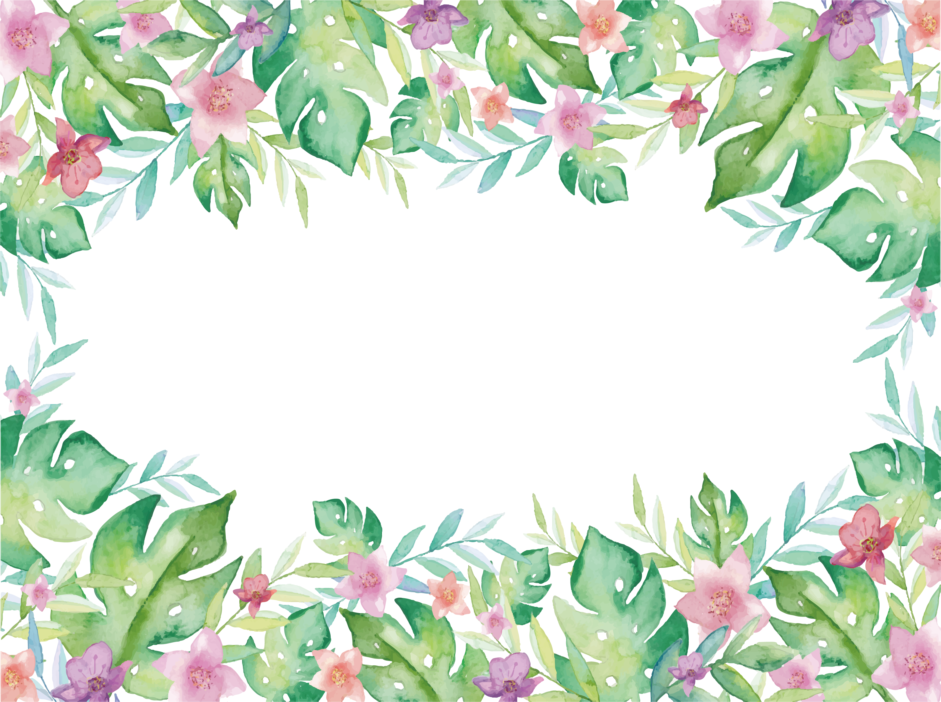 Watercolor Euclidean Plant Vector Border Free HD Image PNG Image