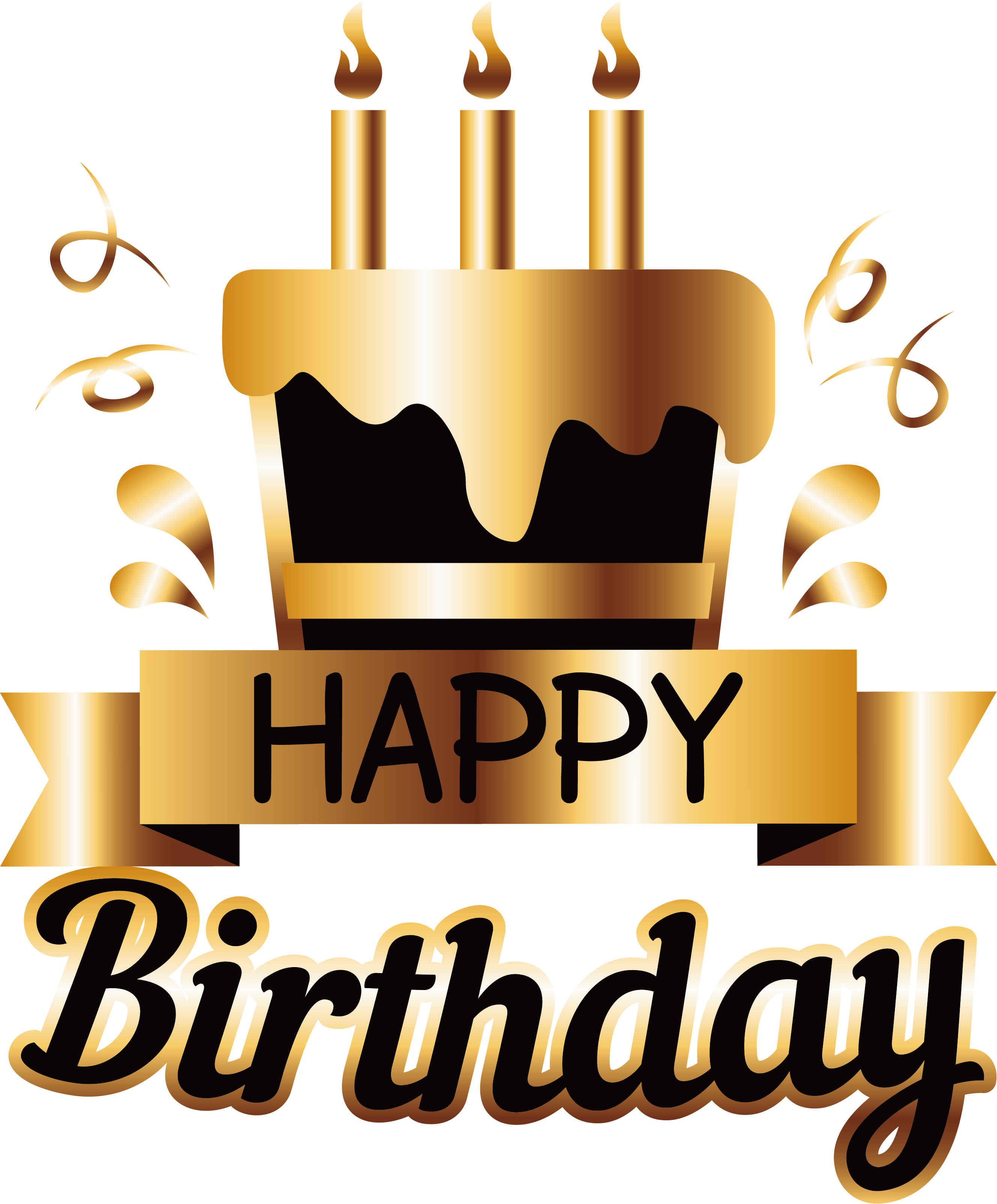 Golden Love Wish Greeting Cake Birthday Poster PNG Image