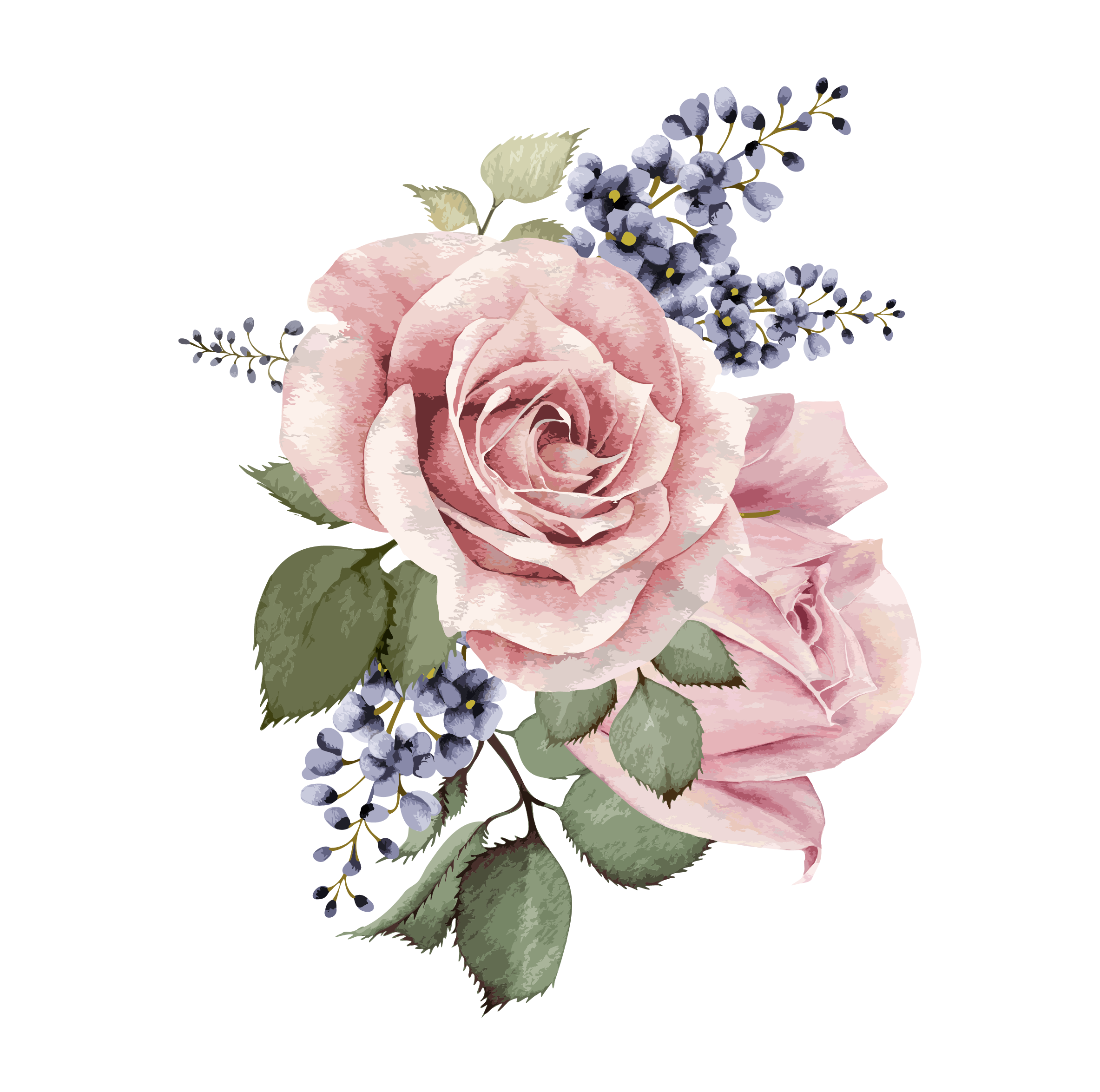 Pink Light Flower Bunch Rose PNG Image