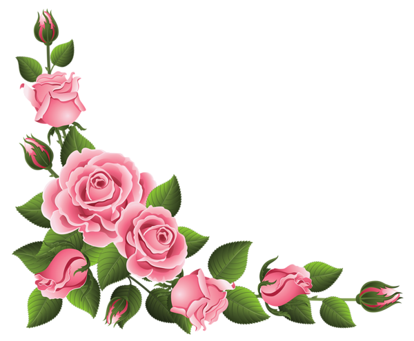 Blue Rose Flower Border Corner Free Clipart HD PNG Image