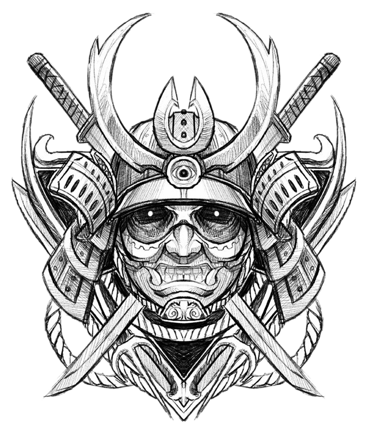 Ghost Tattoo Sketch Japanese Samurai Avatar Drawing PNG Image