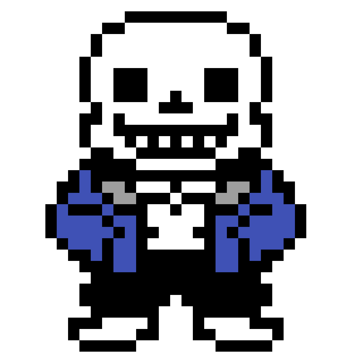 Sans Undertale Black Line White Sprite PNG Image